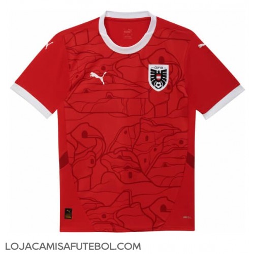 Camisa de Futebol Áustria Equipamento Principal Europeu 2024 Manga Curta